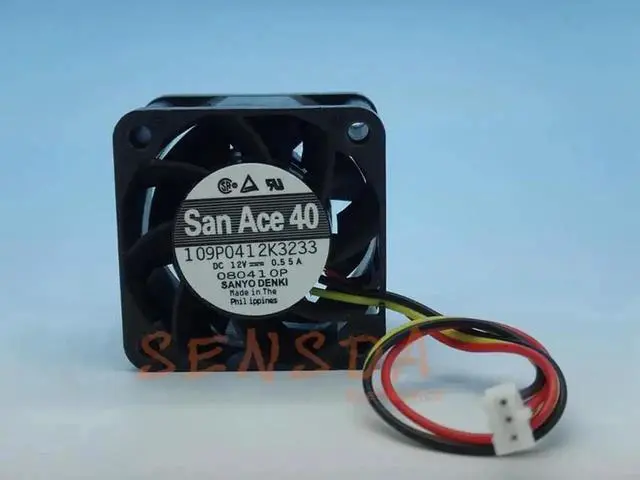 Alt view image 2 of 4 - Aomoproing For Sanyo 109P0412K3233 40*40*28 mm 12V 0.55A 100405F 1U Server inverter cooling Fan 109P0412
