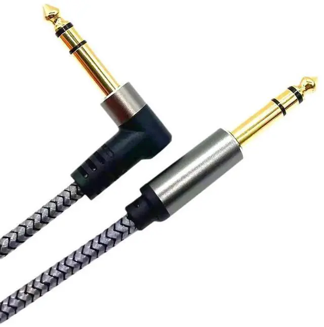 Alt view image 2 of 4 - Aomoproing 6.5 Three-core elbow-shaped audio cable 6.35mm microphone and speaker connection cable 6.5 pair 6 .5 guitar recording cable 0.5M