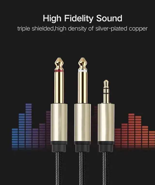 Alt view image 3 of 5 - Aomoproing 3.5mm to 6 .5mm Audio Cable -3.5mm to 6.35mm Audio Adapter for Mobile phones, Computers and Multimedia Speakers 1M
