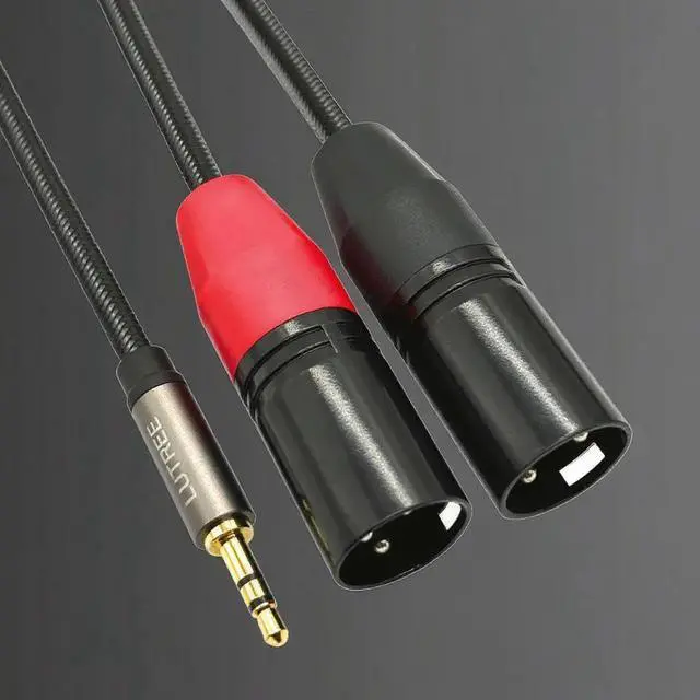 Alt view image 4 of 5 - Aomoproing Woven 3.5mm audio cable for splittinginto two 2.5mm TRS plugs - pure copper, suitable for connectingto mobile phone power amplifiers, mixing consoles and speakers 1M