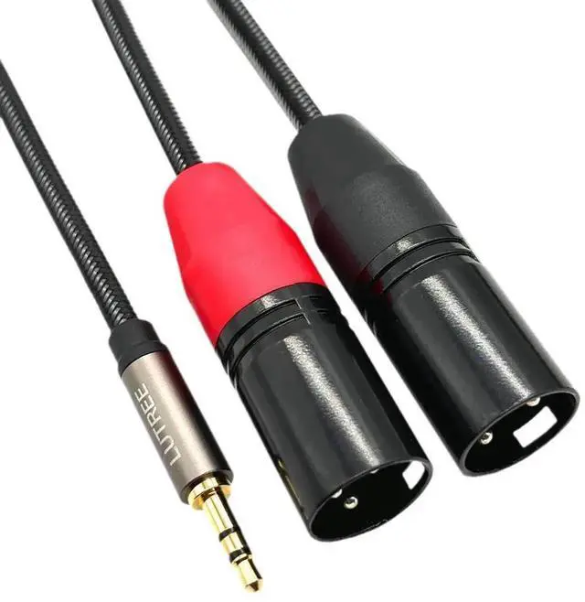 Alt view image 2 of 5 - Aomoproing Woven 3.5mm audio cable for splittinginto two 2.5mm TRS plugs - pure copper, suitable for connectingto mobile phone power amplifiers, mixing consoles and speakers 1M