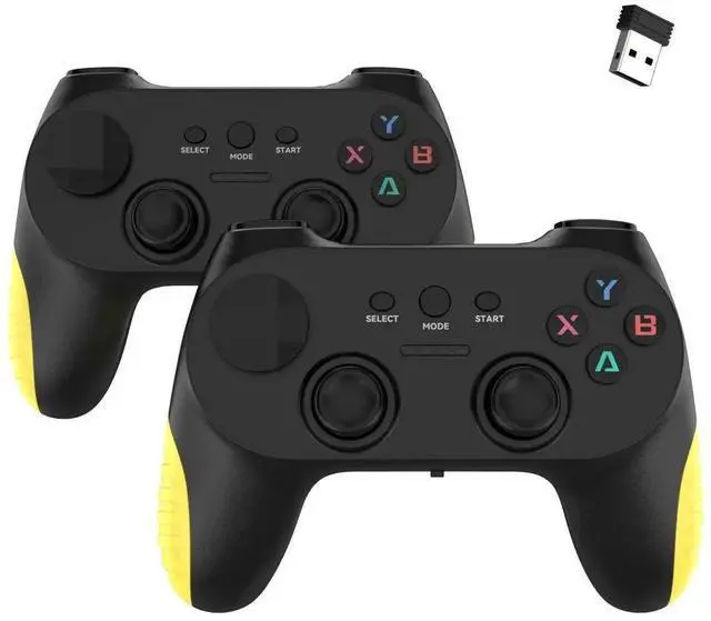 Main image of Aomoproing New 2.4G wireless game controller- one for two players. Dual-person game controller for Pc/Tv/box. Video game controller forTV/computer. Black and yellow together