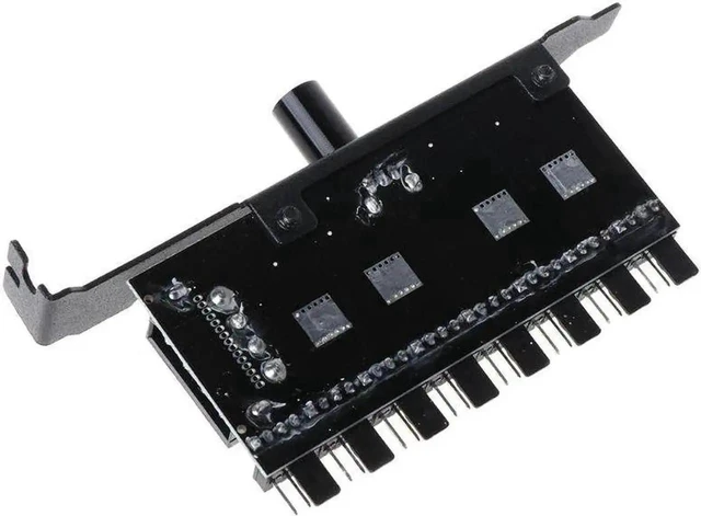 Alt view image 2 of 5 - Aomoproing PC 8 Channels Fan Hub Cooling Fan Speed Controller for CPU Case HDD VGA PWM Fan PCI Bracket Power By 12V SATA/4Pin Fan Control
