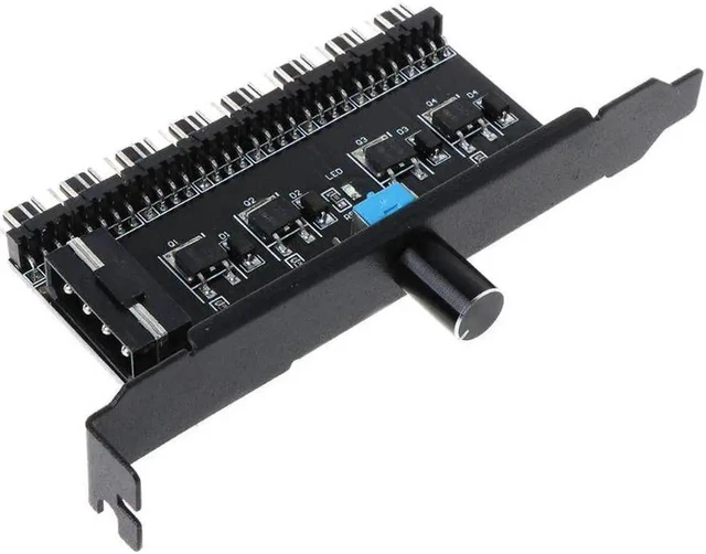 Alt view image 3 of 5 - Aomoproing PC 8 Channels Fan Hub Cooling Fan Speed Controller for CPU Case HDD VGA PWM Fan PCI Bracket Power By 12V SATA/4Pin Fan Control