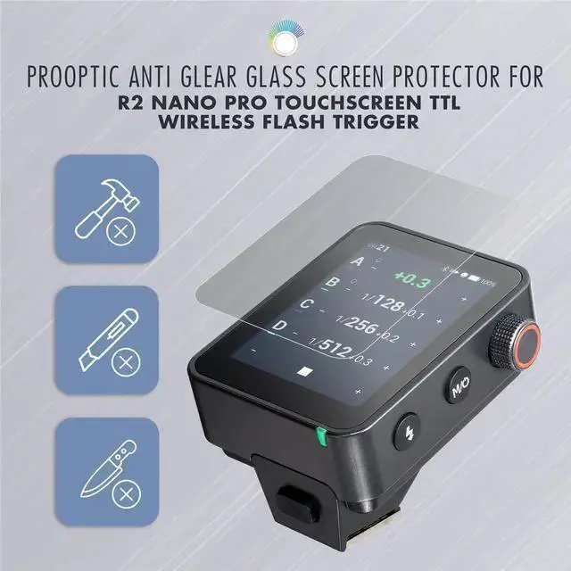 Alt view image 2 of 7 - WISDUM ProOptic Anti Glear Glass Screen Protector for Flashpoint R2 Nano Pro & Godox X3 Pro Wireless Flash Trigger