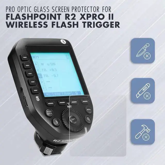 Alt view image 2 of 7 - WISDUM ProOptic Glass Screen Protector Ultra for Flashpoint R2 XPro II Wireless Flash Trigger