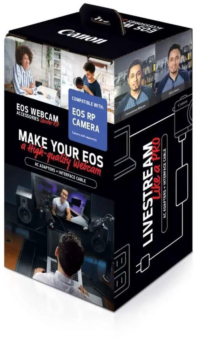 Alt view image 2 of 4 - WISDUM EOS Webcam Accessory Starter Kit, for Select EOS R Series Digital Cameras, AC Adapter AC-E6N, DC Coupler DR-E18, Interface Cable IFC-100U, for Live Streaming, Teaching, & Content Creators