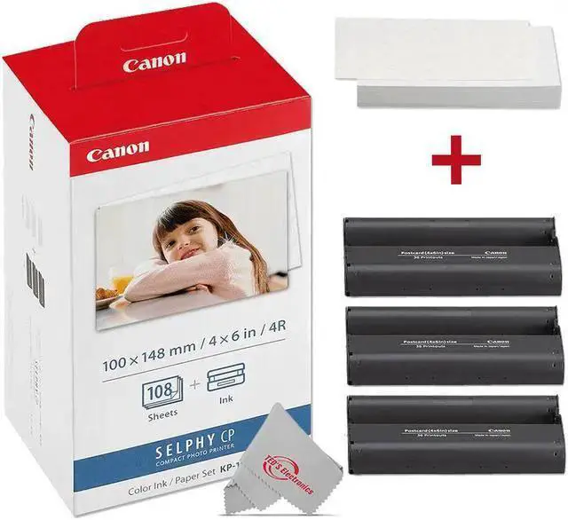Alt view image 4 of 6 - WISDUM SELPHY CP1500 Compact Photo Printer (White) with 3x KP-108IN Selphy Color Ink 4x6 Paper Set 3115B001