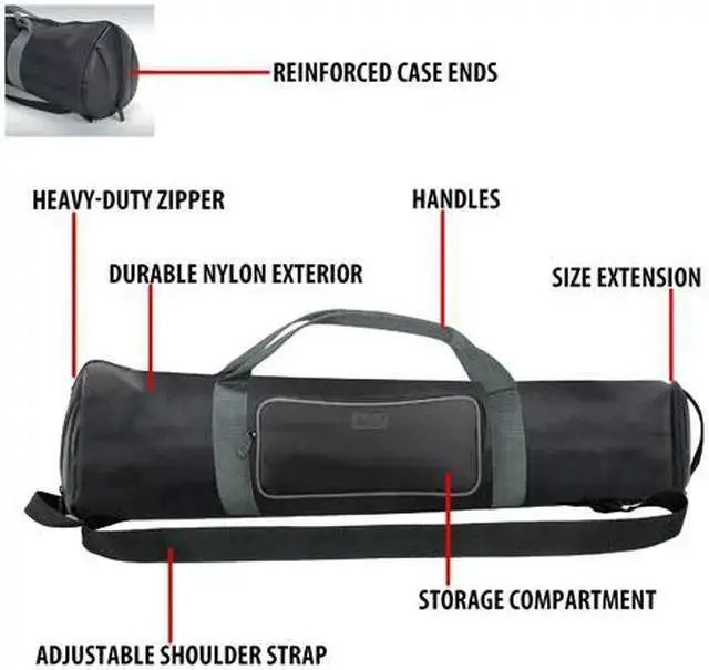 Alt view image 3 of 3 - WISDUM USA GEAR Padded Tripod Case Bag with Expandable Compartment & Accessory Storage - Works with Vista , Ravelli , Dolica , Manfrotto & More - Holds Tripods from 21.0" to 35.0" Folded