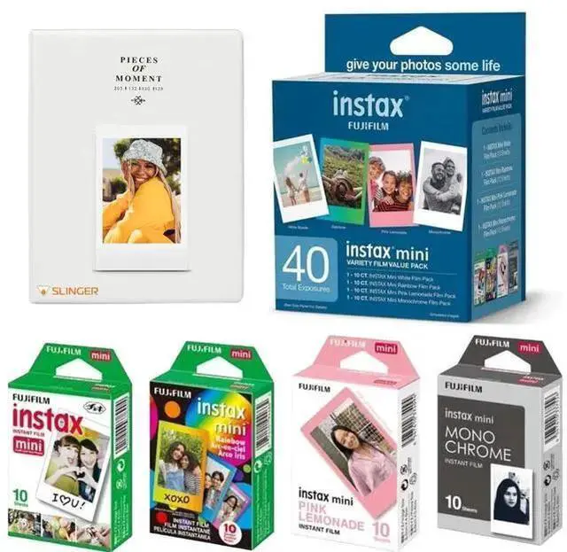 Main image of WISDUM Instax Mini Instant Film Variety Value Pack, 40 Exposures, With Slinger Instax Mini Film Photo Album, Smoky White