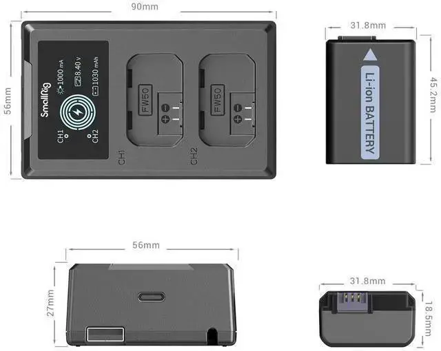 Alt view image 3 of 7 - WISDUM SmallRig Camera Battery and Charger Kit for NP-FW50 3818
