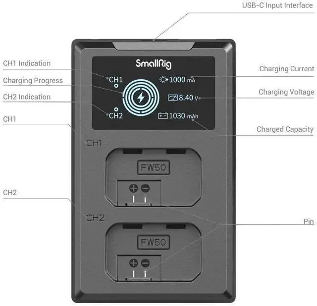 Alt view image 6 of 7 - WISDUM SmallRig Camera Battery and Charger Kit for NP-FW50 3818