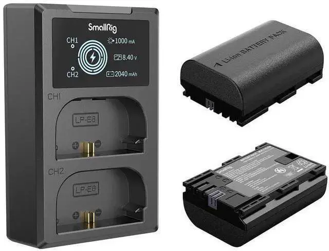 Alt view image 2 of 7 - WISDUM SmallRig 2x LP-E6NH 14.69Wh 7.2V 2040mAh Camera Battery and Dual Charger Kit