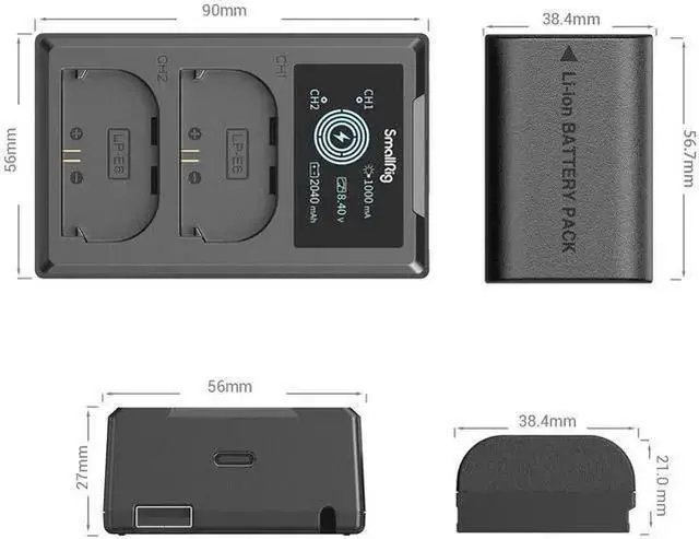 Alt view image 3 of 7 - WISDUM SmallRig 2x LP-E6NH 14.69Wh 7.2V 2040mAh Camera Battery and Dual Charger Kit