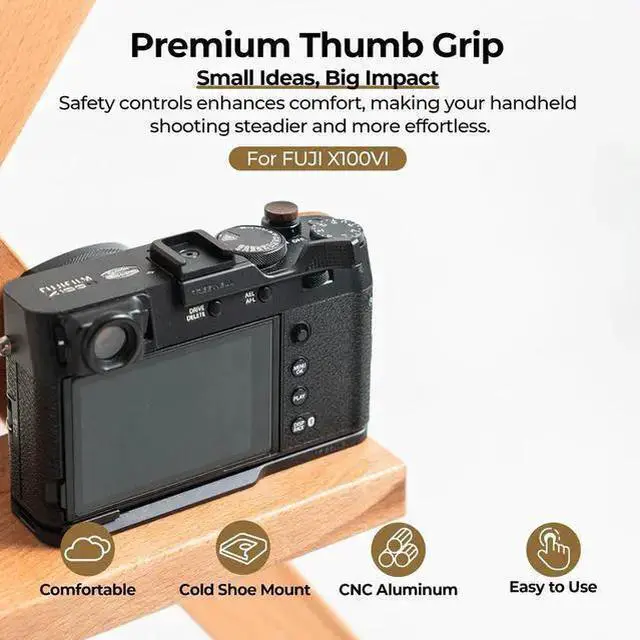 Main image of WISDUM Freewell Thumb Grip with Cold Shoe Mount for X100VI Camera, Black
