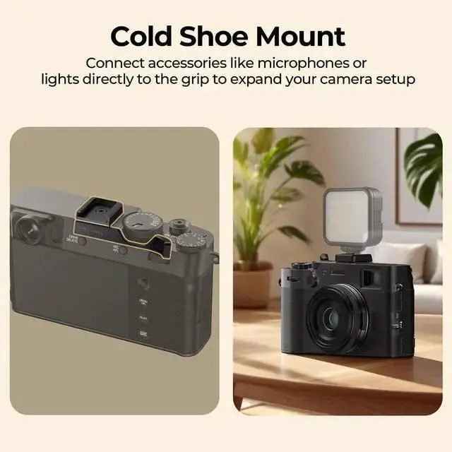 Alt view image 2 of 5 - WISDUM Freewell Thumb Grip with Cold Shoe Mount for X100VI Camera, Black