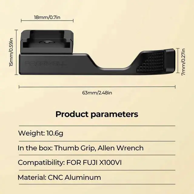 Alt view image 5 of 5 - WISDUM Freewell Thumb Grip with Cold Shoe Mount for X100VI Camera, Black