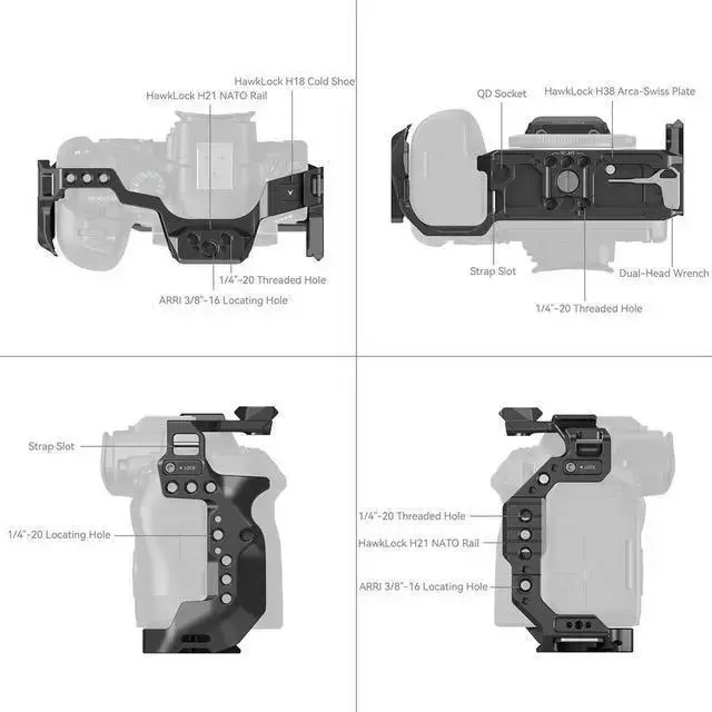 Alt view image 5 of 7 - WISDUM SmallRig HawkLock Quick Release Cage for EOS R6 Mark II Camera