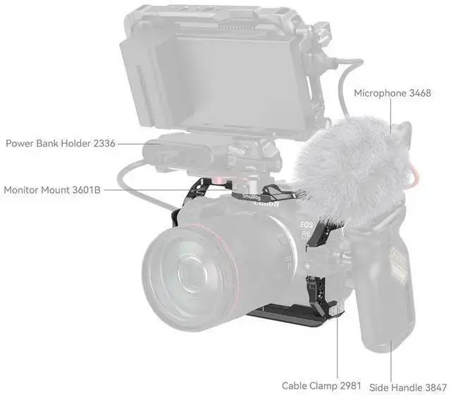 Alt view image 7 of 7 - WISDUM SmallRig HawkLock Quick Release Cage for EOS R6 Mark II Camera