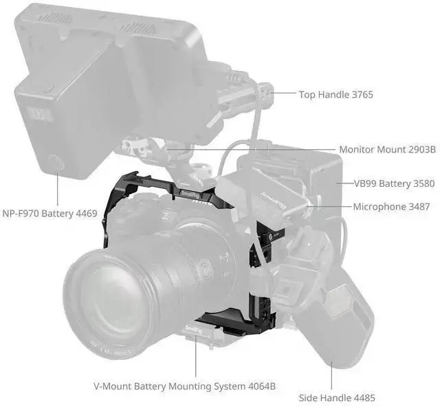 Alt view image 7 of 7 - WISDUM SmallRig Full Camera Cage for Z5, Z5II, Z6, Z6II, Z7, Z7II Cameras, Black