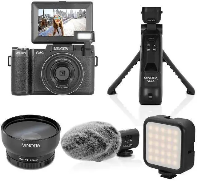 Alt view image 3 of 7 - WISDUM Minolta MND60V 64 MP Autofocus / 4K60FPS Ultra HD VLOG Camera Kit