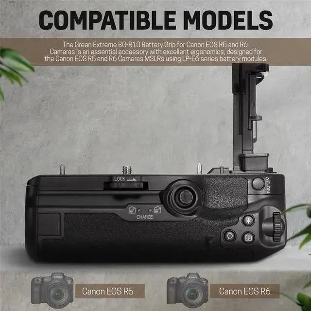 Alt view image 2 of 7 - WISDUM Green Extreme BG-R10 Battery Grip for EOS R5 and R6 Cameras