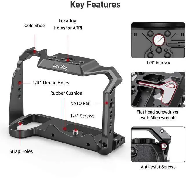 Alt view image 2 of 7 - WISDUM SmallRig S5 S5D Cage Kit for LUMIX S5 S5D Camera, Aluminum Alloy Camera Cage with NATO Rail and Cold Shoe Mount for Microphone and Light 2983