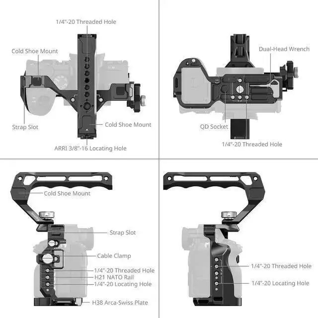 Alt view image 4 of 7 - WISDUM SmallRig HawkLock Quick Release Full Cage Kit for Alpha 7R V/7 IV/7S III/7 V Camera
