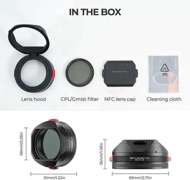 Alt view image 3 of 7 - WISDUM Freewell Real Lens Hood with 49mm CPL/Black Mist 1/4 Filter for Q3 43 Camera, Black
