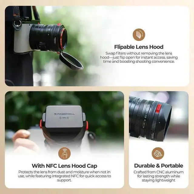 Alt view image 7 of 7 - WISDUM Freewell Real Lens Hood with 49mm CPL/Black Mist 1/4 Filter for Q3 43 Camera, Black
