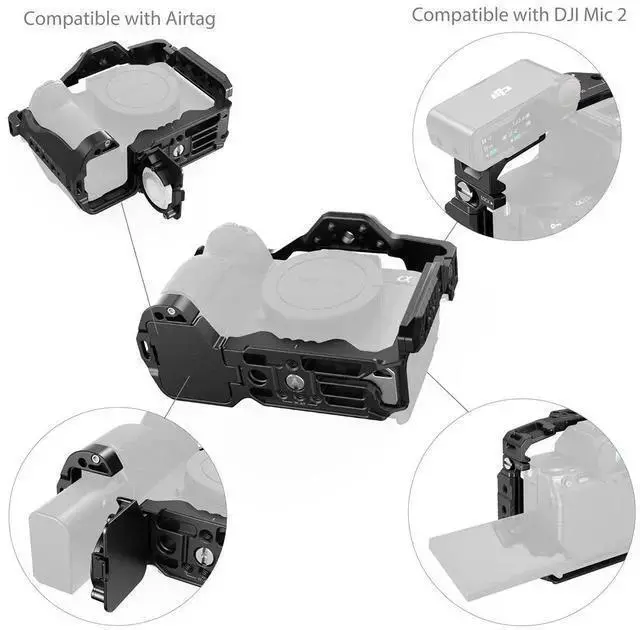 Alt view image 5 of 7 - WISDUM SmallRig Cage with Airtag Slot for Alpha 7 V, 7R V, 7 IV, 7S III, 1, 7R IV Cameras, Black