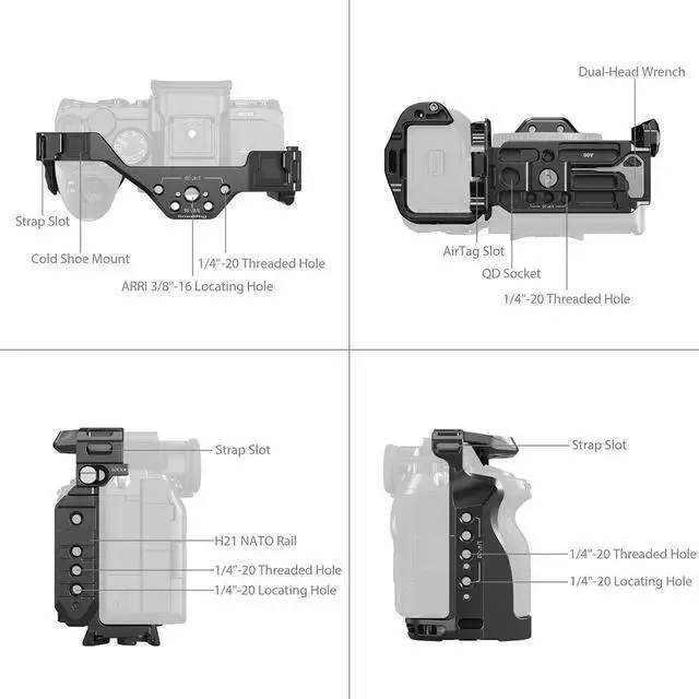 Alt view image 7 of 7 - WISDUM SmallRig Cage with Airtag Slot for Alpha 7 V, 7R V, 7 IV, 7S III, 1, 7R IV Cameras, Black