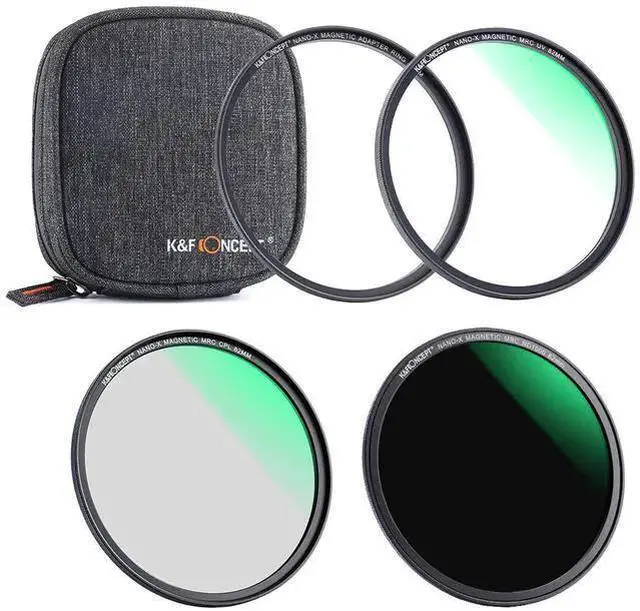 Main image of WISDUM K&F Concept 62mm 3-Piece Magnetic Lens Filter Kit with MCUV, CPL and ND1000 HD Filters