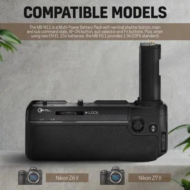 Alt view image 2 of 7 - WISDUM Green Extreme MB-N11 Battery Grip for Z6 II and Z7 II Mirrorless Camera