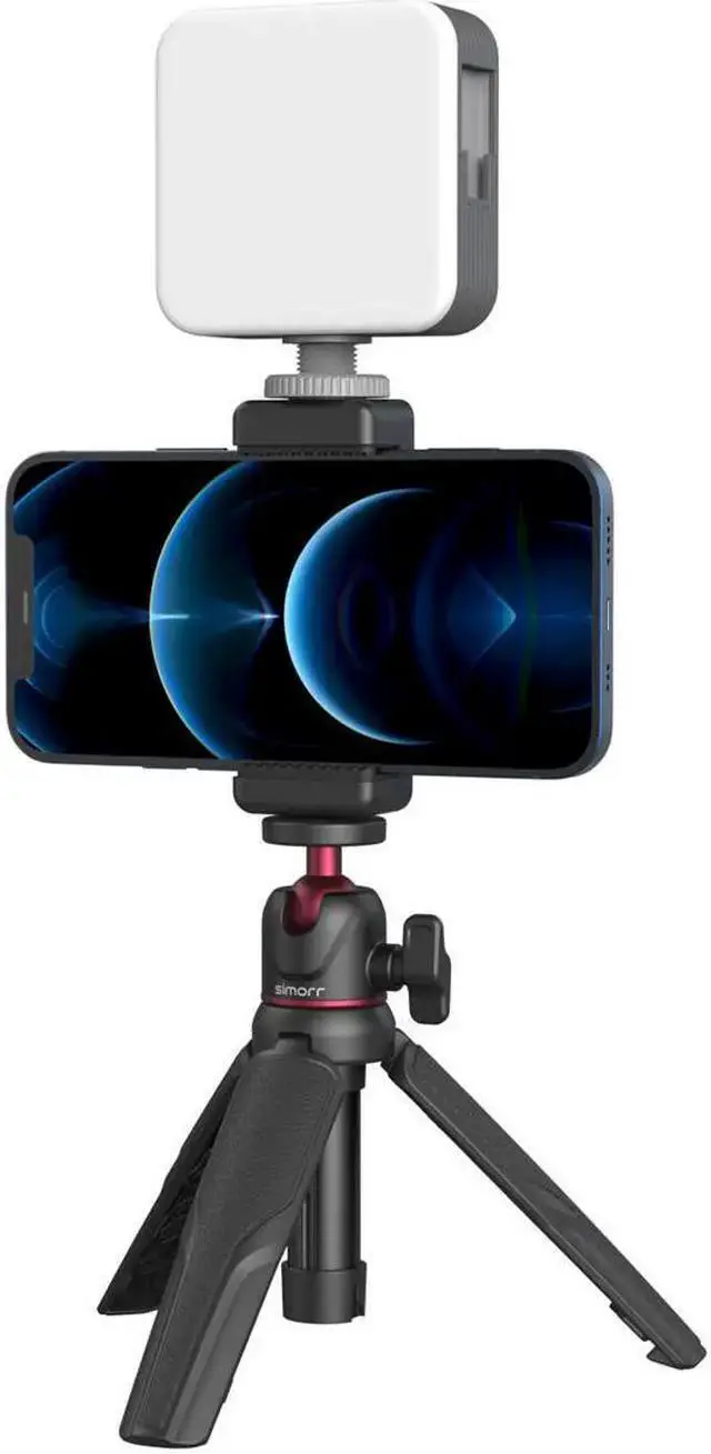 Alt view image 2 of 7 - WISDUM SmallRig simorr Vigor VK-50 Vlog Tripod Kit with Vibe P96 Video LED Light, Wave S1 Lite Microphone