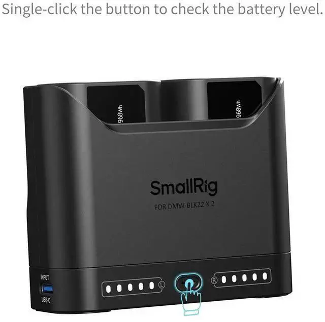 Alt view image 5 of 7 - WISDUM SmallRig 2x DMW-BLK22 14Wh 7.2V 1940mAh Camera Battery with Dual Charger, Black