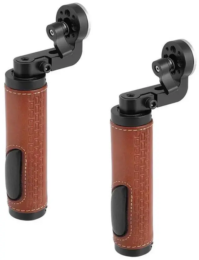 Alt view image 2 of 7 - WISDUM CAMVATE M6 Male Thread ARRI Rosette Leather Handgrip for DSLR Shoulder Rig, Pair