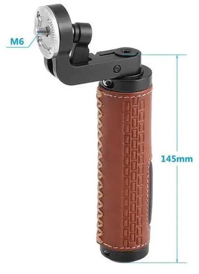 Alt view image 3 of 7 - WISDUM CAMVATE M6 Male Thread ARRI Rosette Leather Handgrip for DSLR Shoulder Rig, Pair