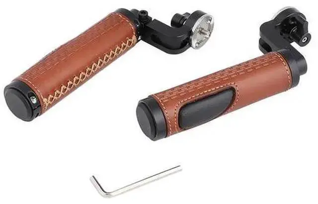 Alt view image 4 of 7 - WISDUM CAMVATE M6 Male Thread ARRI Rosette Leather Handgrip for DSLR Shoulder Rig, Pair