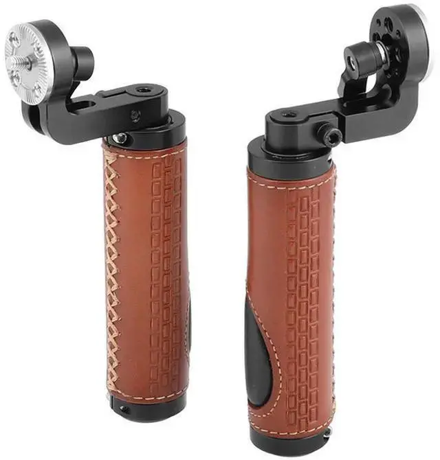 Alt view image 6 of 7 - WISDUM CAMVATE M6 Male Thread ARRI Rosette Leather Handgrip for DSLR Shoulder Rig, Pair
