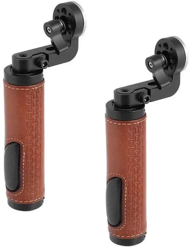 Alt view image 7 of 7 - WISDUM CAMVATE M6 Male Thread ARRI Rosette Leather Handgrip for DSLR Shoulder Rig, Pair