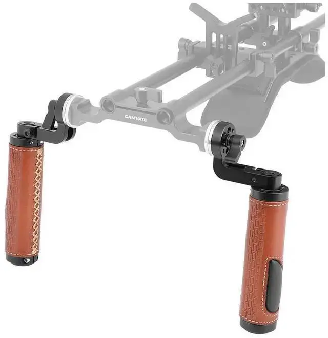 Alt view image 5 of 7 - WISDUM CAMVATE M6 Male Thread ARRI Rosette Leather Handgrip for DSLR Shoulder Rig, Pair