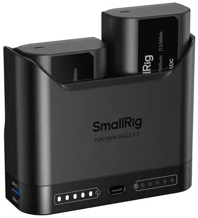 Alt view image 2 of 7 - WISDUM SmallRig 2x DMW-BLK22 14Wh 7.2V 1940mAh Camera Battery with Dual Charger, Black