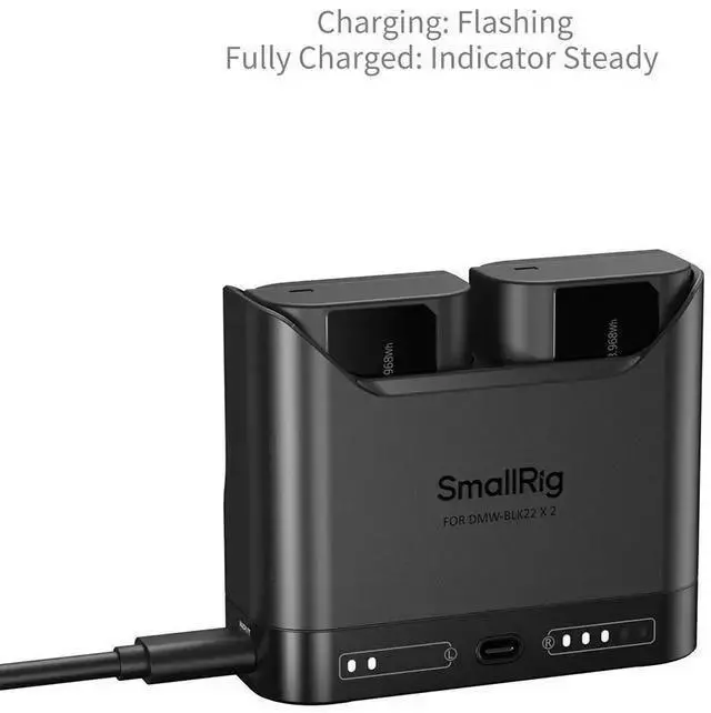 Alt view image 4 of 7 - WISDUM SmallRig 2x DMW-BLK22 14Wh 7.2V 1940mAh Camera Battery with Dual Charger, Black