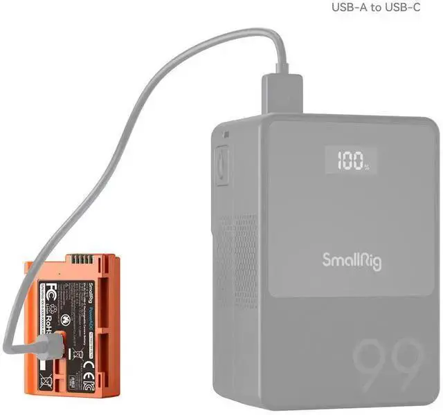 Alt view image 7 of 7 - WISDUM SmallRig EN-EL15c 17.28Wh 7.2V 2400mAh USB-C Rechargeable Camera Battery, Orange