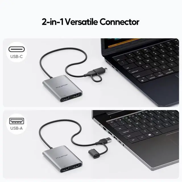 Alt view image 4 of 7 - Displaylink Adapter, USB C to HDMI Adapter with Dual Monitor for Mac M1/M2/M3/M4, USB C to Dual HDMI for MacBook, Laptops, iMac, Driver Required