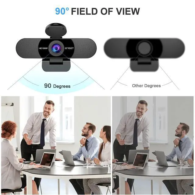 Alt view image 5 of 7 - 1080P Webcam with Microphone, C960 Web Camera, 2 Mics Streaming Webcam, 90°FOV Computer Camera, Plug and Play USB Web Cam for Online Calling/Conferencing, Zoom/Teams/Facetime/YouTube, Laptop/PC