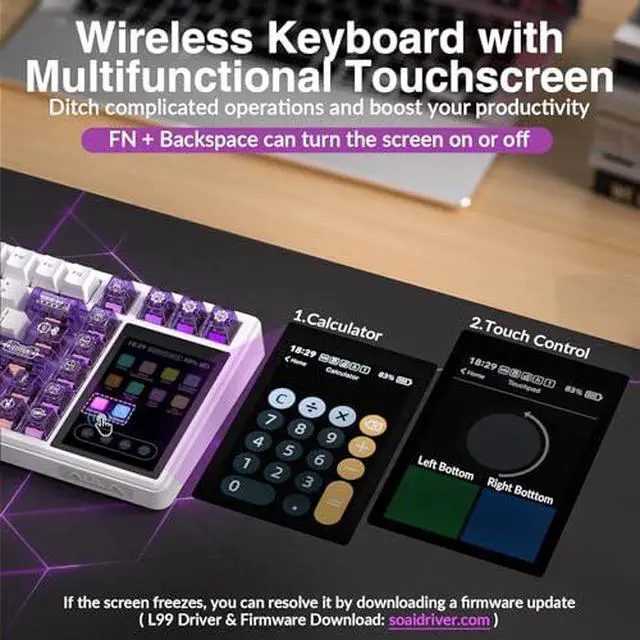 Alt view image 5 of 7 - Aula Wireless Keyboard and Mouse Combo, Aula L99 Wireless Keyboard SC620 Wireless Mouse
