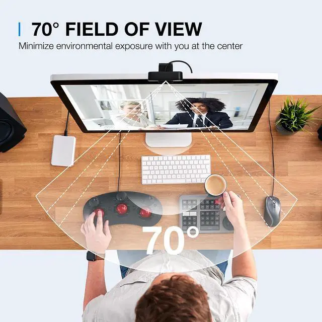 Alt view image 6 of 7 - C960 2K Webcam with Microphone, 2K QHD, 2 Omnidirectional Mics, PDAF Autofocus Streaming Camera with Privacy Cover, Plug&Play USB Webcam for Calls/Conference, Zoom/Skype/YouTube, Laptop/Desktop