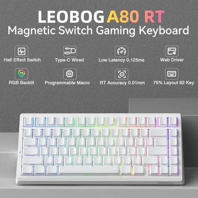 Alt view image 3 of 7 - LEOBOG Hall Effect Keyboard and Mouse Combo, LEOBOG A80 RT Hall Effect Keyboard SC620 Wireless Mouse